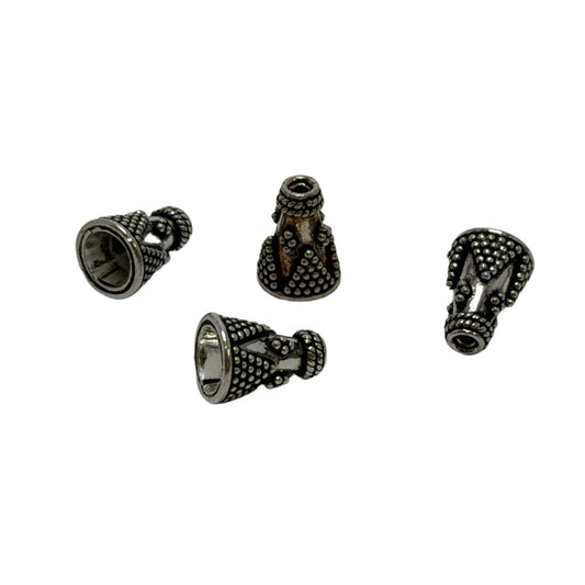 Sterling Silver Dotted Cone Beads 11mm Large Hole - Sold Individually by Continental Bead Suppliers