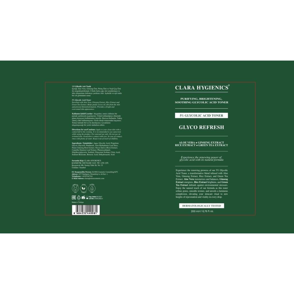 Clara Hygienics 5% Glycolic Acid Brightening Toner 200 mlSkincareTorqelo.com