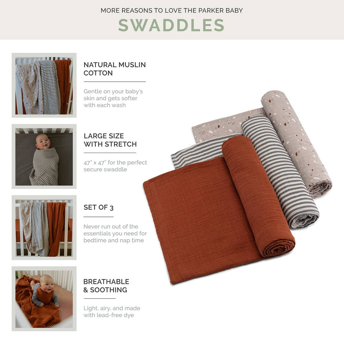 Sage Swaddle Set by Parker Baby Co.