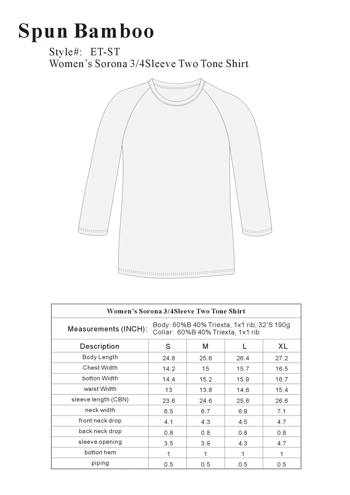 Women's 3/4 sleeve baseball tee – view 13