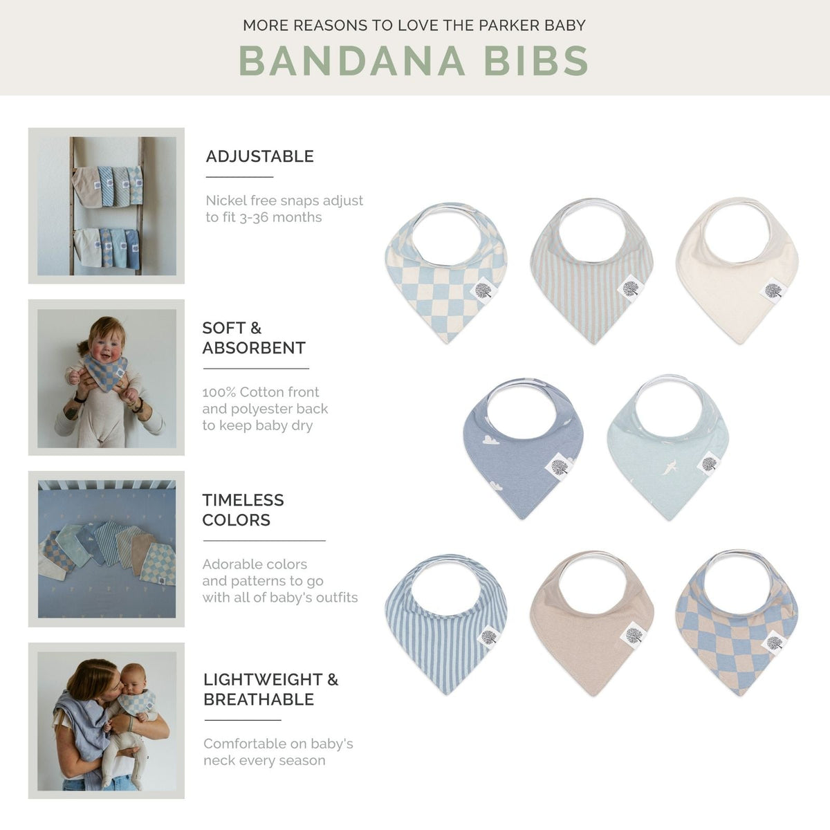 Cloud Bandana Bib Set (8 pack) by Parker Baby Co.