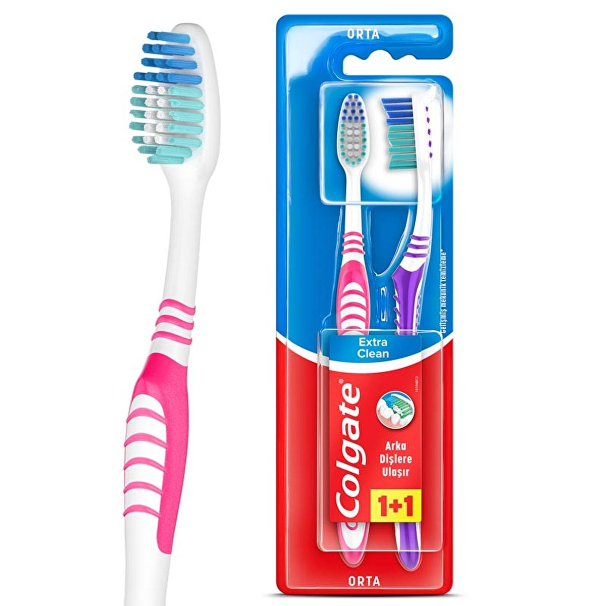 Colgate Extra Clean Manual Toothbrush - Effective Oral Hygiene for Back Teeth, Soft Tongue Cleaner, and Hard-to-Reach Areas - Dental Care EssentialsToothpasteTorqelo.com
