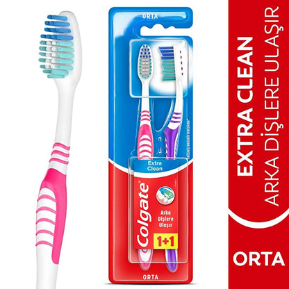 Colgate Extra Clean Manual Toothbrush - Effective Oral Hygiene for Back Teeth, Soft Tongue Cleaner, and Hard-to-Reach Areas - Dental Care EssentialsToothpasteTorqelo.com