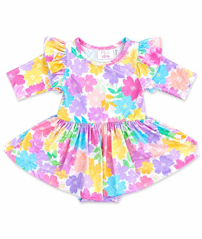 Colorful Carnations 3/4 Sleeve Flutter Twirl BodysuitTwirl Bodysuit - 3/4 FlutterTorqelo.com