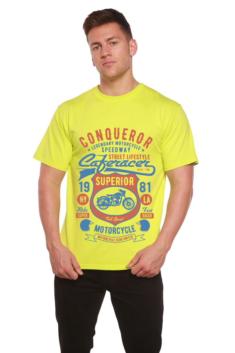 Conqueror Speedway men's short sleeve graphic T-shirt in bamboo viscose and organic cotton