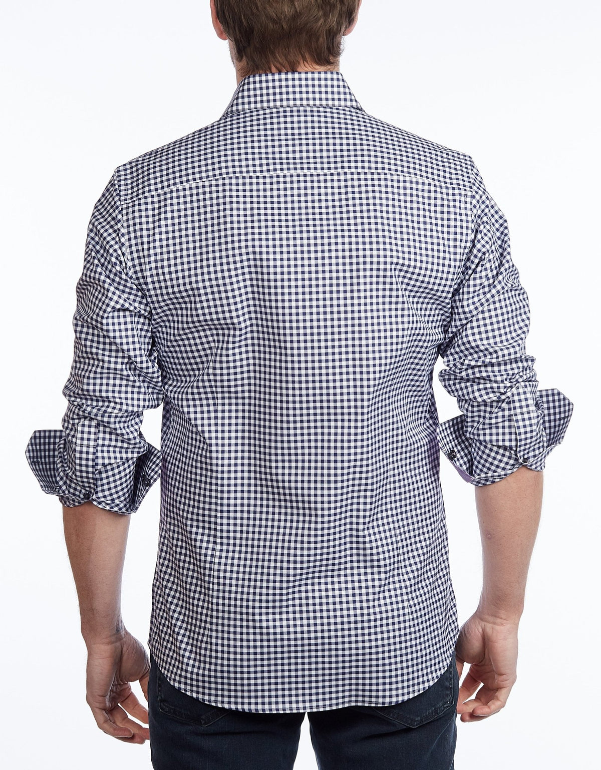 Contrast Collar Button-Up Shirt // Navy + Burgundy - Contemporary Fit - contrast trimming- final sale - Size SmallShirts & TopsTorqelo.com