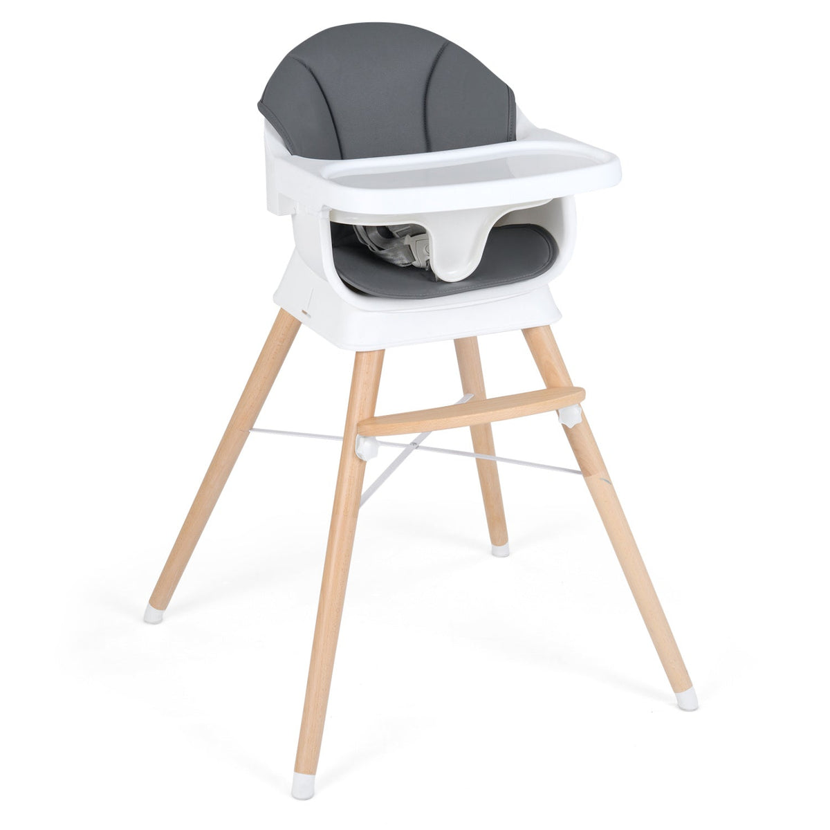 Convertible High Chair for Babies and Toddlers Solid Wood Baby Feeding Chair with 3-Position Adjustable TrayTorqelo.com