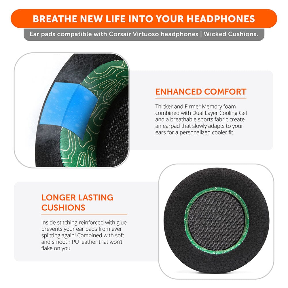 Corsair Virtuoso Earpads - WC FreeZe Cooling GelCooling Gel Ear PadsTorqelo.com