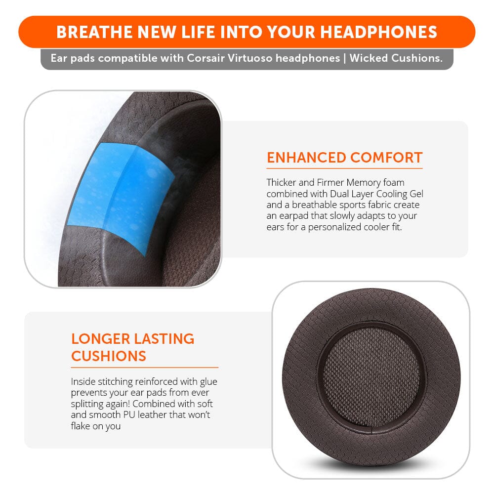 Corsair Virtuoso Earpads - WC FreeZe Cooling GelCooling Gel Ear PadsTorqelo.com