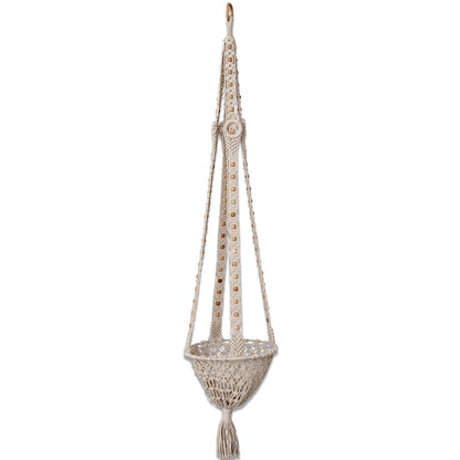 Cotton Macrame Plant Hanger with Wood Beads & Tassel by Rust & Cinder