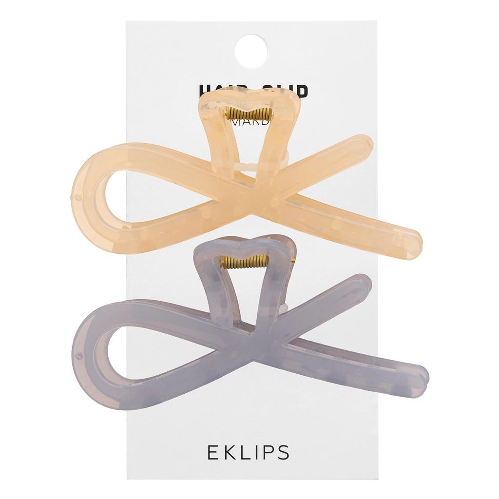 Eklips Frosted Figure Hair Clips Cream & Brown 2-Pack by Beauty Care Bag
