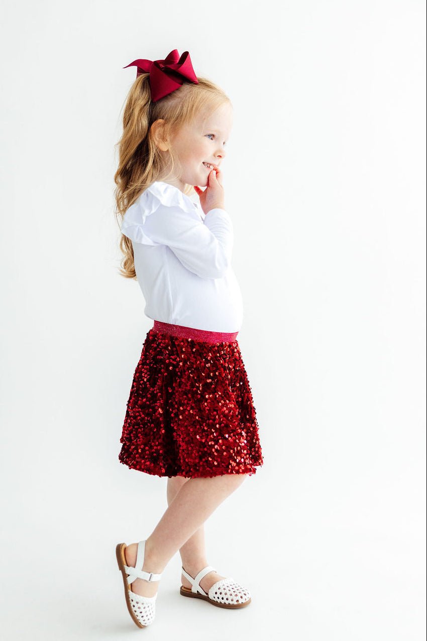 Cranberry Velvet Sequin Twirl SkortSequin SkortTorqelo.com