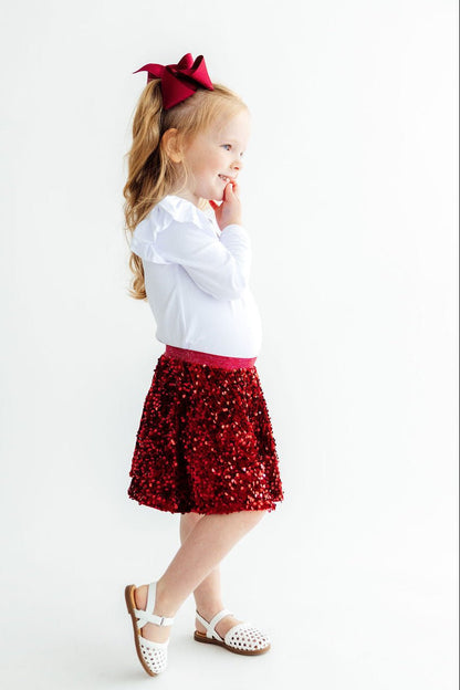 Cranberry Velvet Sequin Twirl SkortSequin SkortTorqelo.com