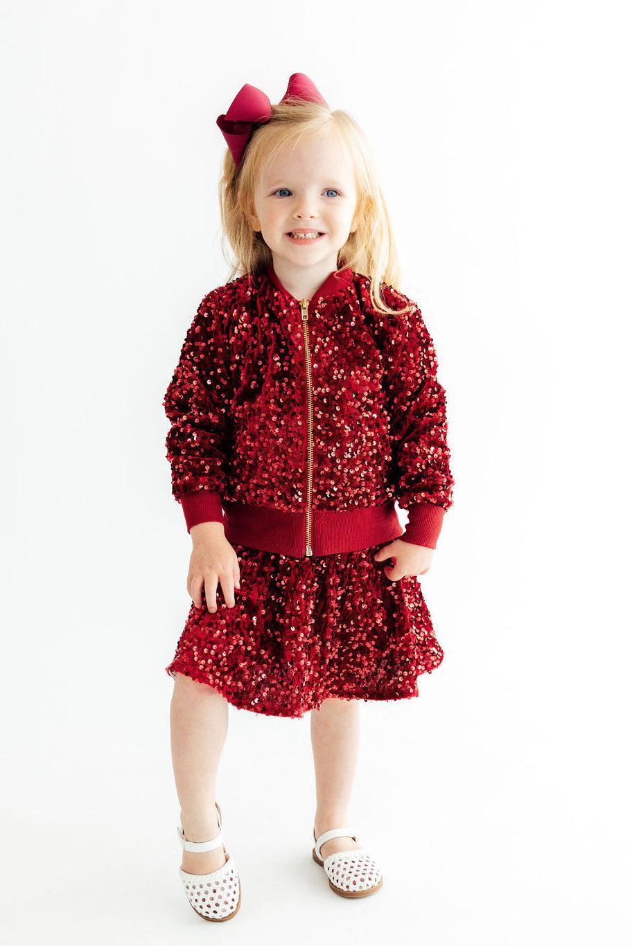 Cranberry Velvet Sequin Twirl SkortSequin SkortTorqelo.com