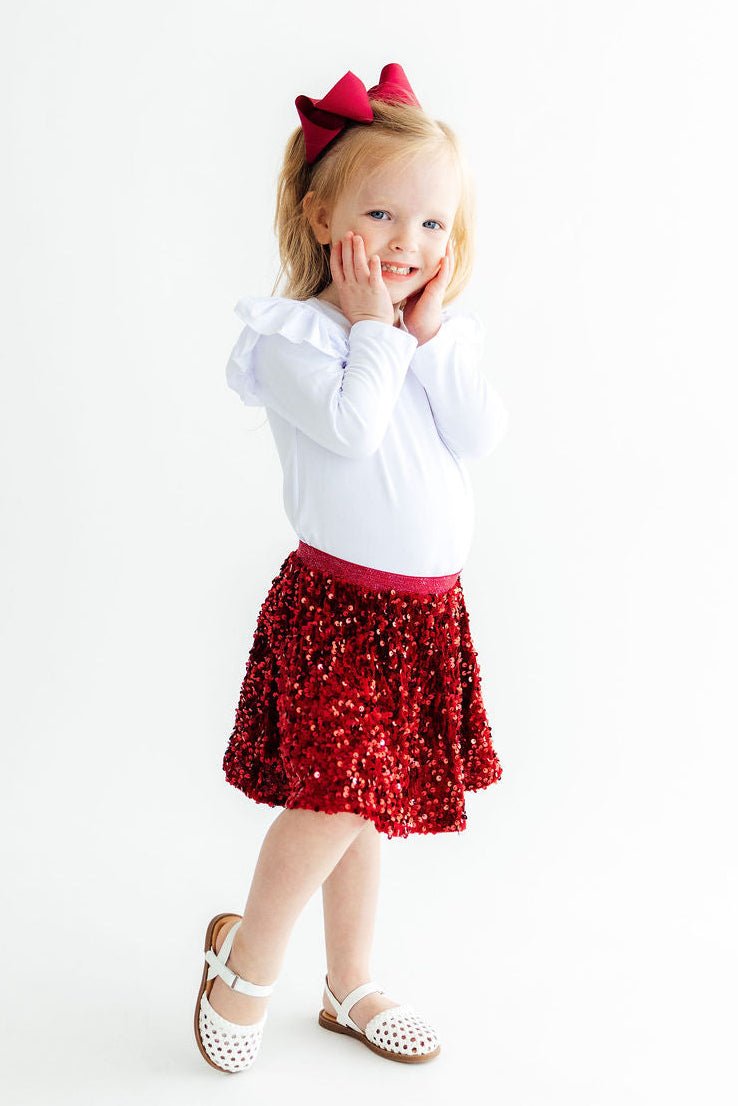 Cranberry Velvet Sequin Twirl SkortSequin SkortTorqelo.com