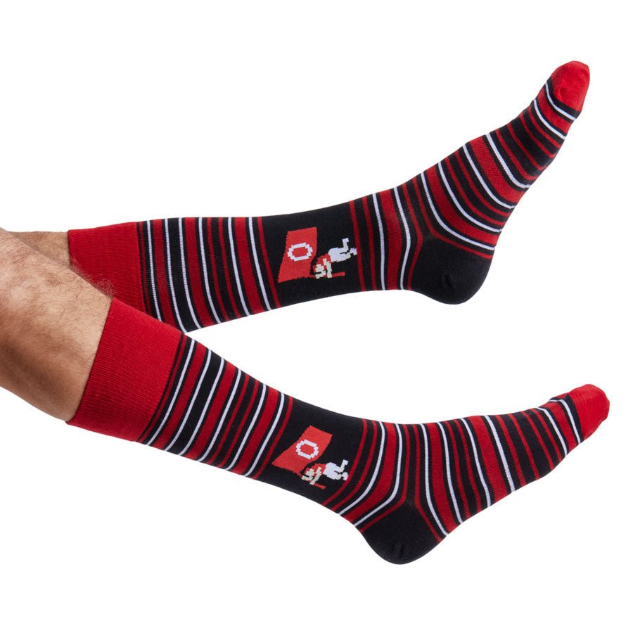 Crimson 8-Bit Maker Bayfield Dress SocksTeam ColorwaysTorqelo.com