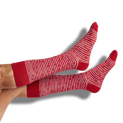 Crimson Broken Stripe Dress SocksTeam ColorwaysTorqelo.com