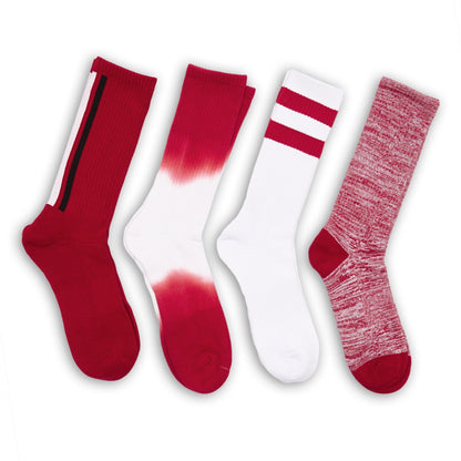 Crimson / White Casual Socks 4 PackTeam ColorwaysTorqelo.com