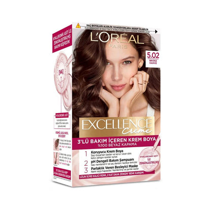 L'Oreal Paris Excellence Creme Hair Dye 502 Bronze Brown 192ml by Beauty Care Bag