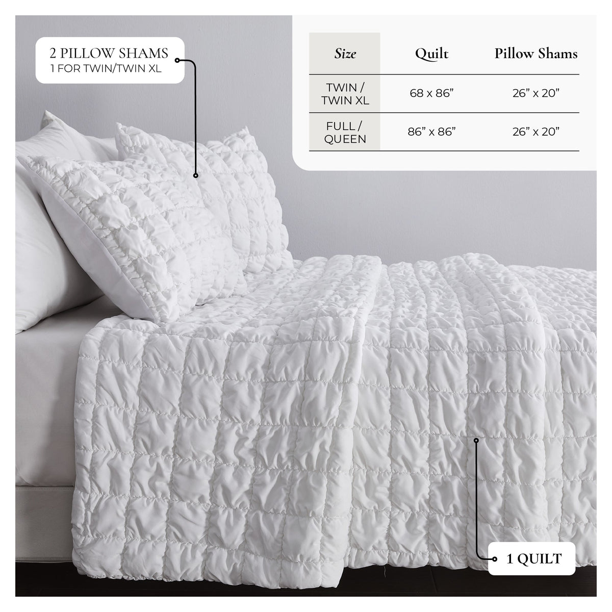 Puff Marshmallow Texture Quilt Set - Marshmallow Collection by Great Bay Home