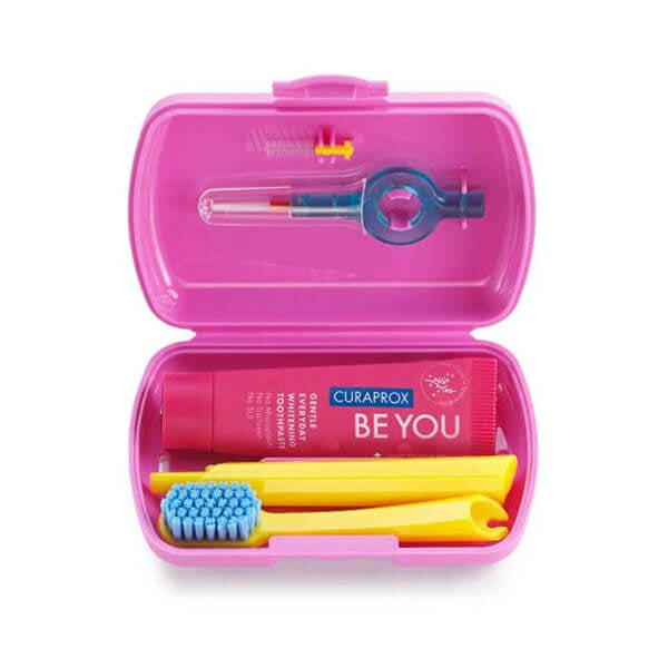 Curaprox Be You Travel Set Pink Oral Care Kit by Beauty Care Bag