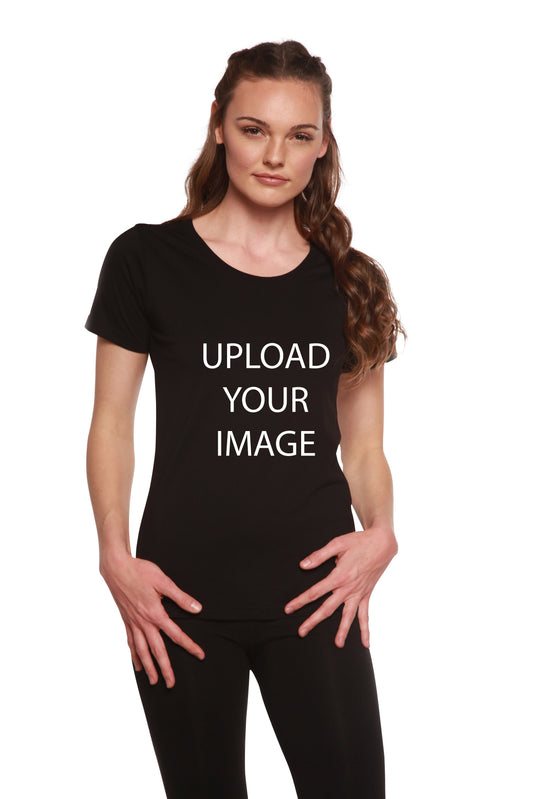 Custom printed women's bamboo and cotton scoop neck t-shirt
