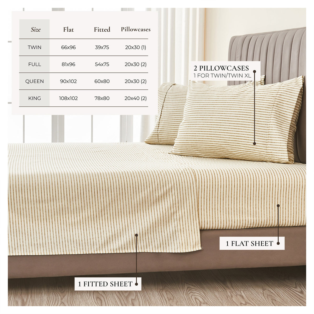 Striped Sheet Set - Evette Collection by Great Bay Home