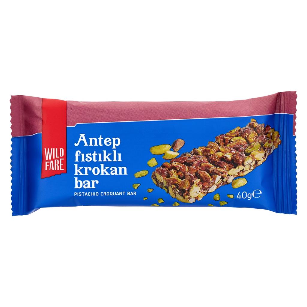 Wildfare Pistachio Croquant Bar Crunchy Sweet Snack 40g by Beauty Care Bag