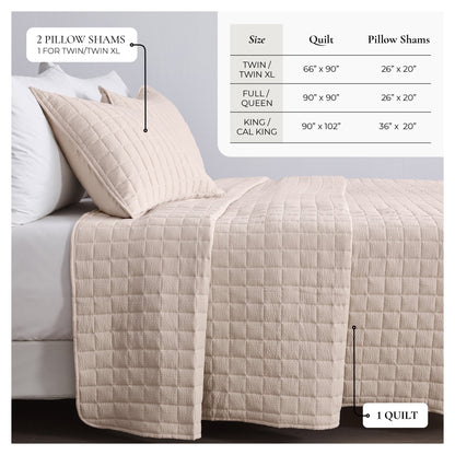 Box-Stitched Seersucker Quilt Set - Seersucker Collection by Great Bay Home