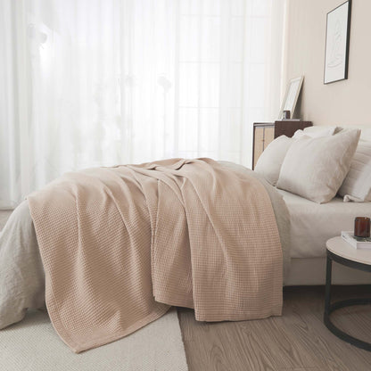 100% Cotton Waffle Weave Blanket - Mikala Collection by Great Bay Home