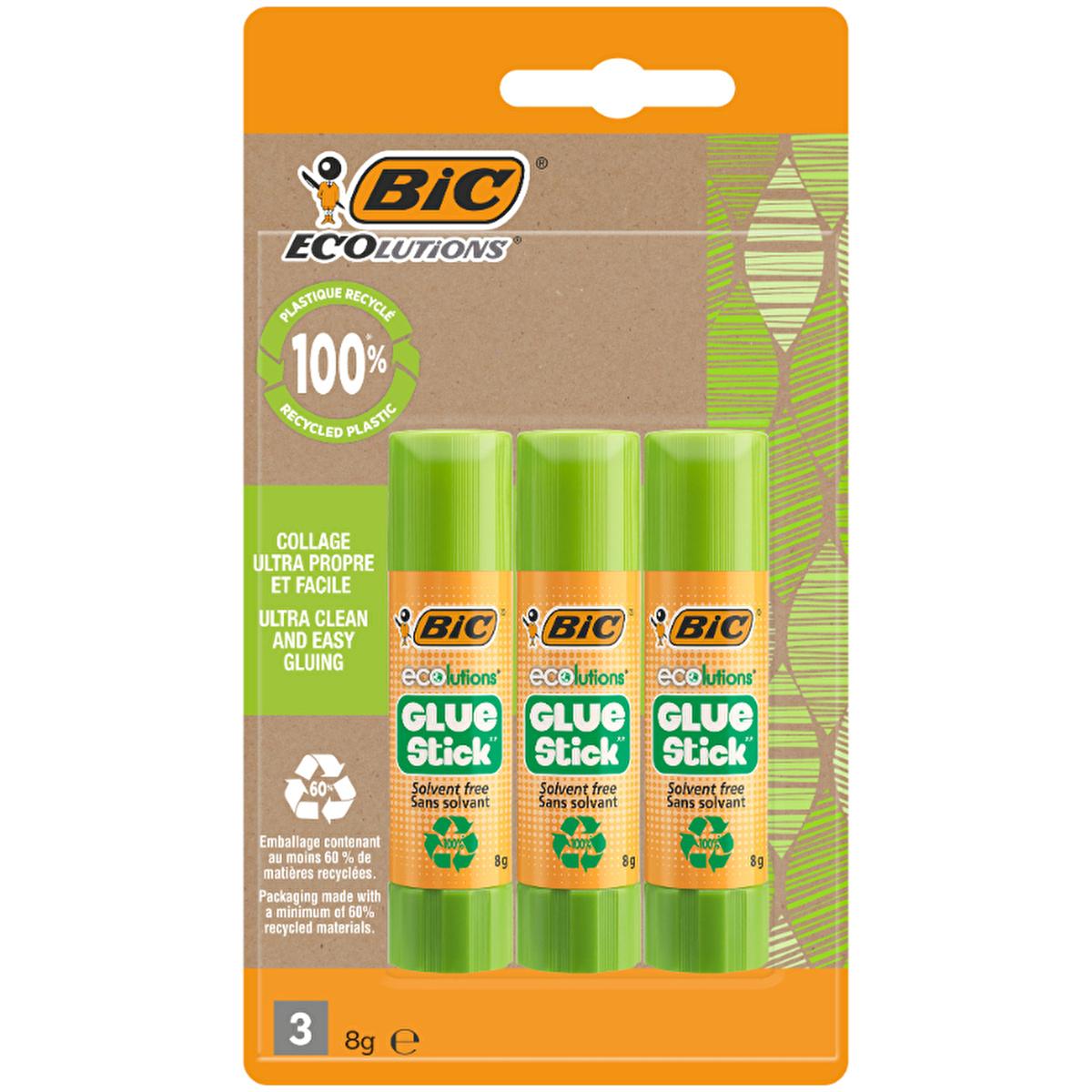 BIC ECOlutions glue sticks, 3-pack of 8g
