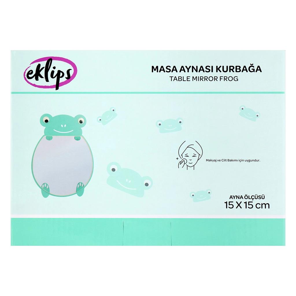 Eklips Frog Pedestal Table Mirror for Cute Vanity Setup by Beauty Care Bag