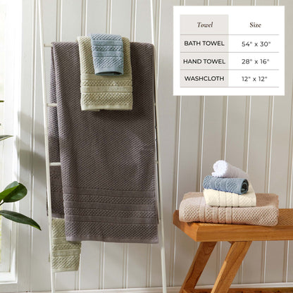 Great Bay Home Giuliana checkered jacquard cotton bath towel set, view 4
