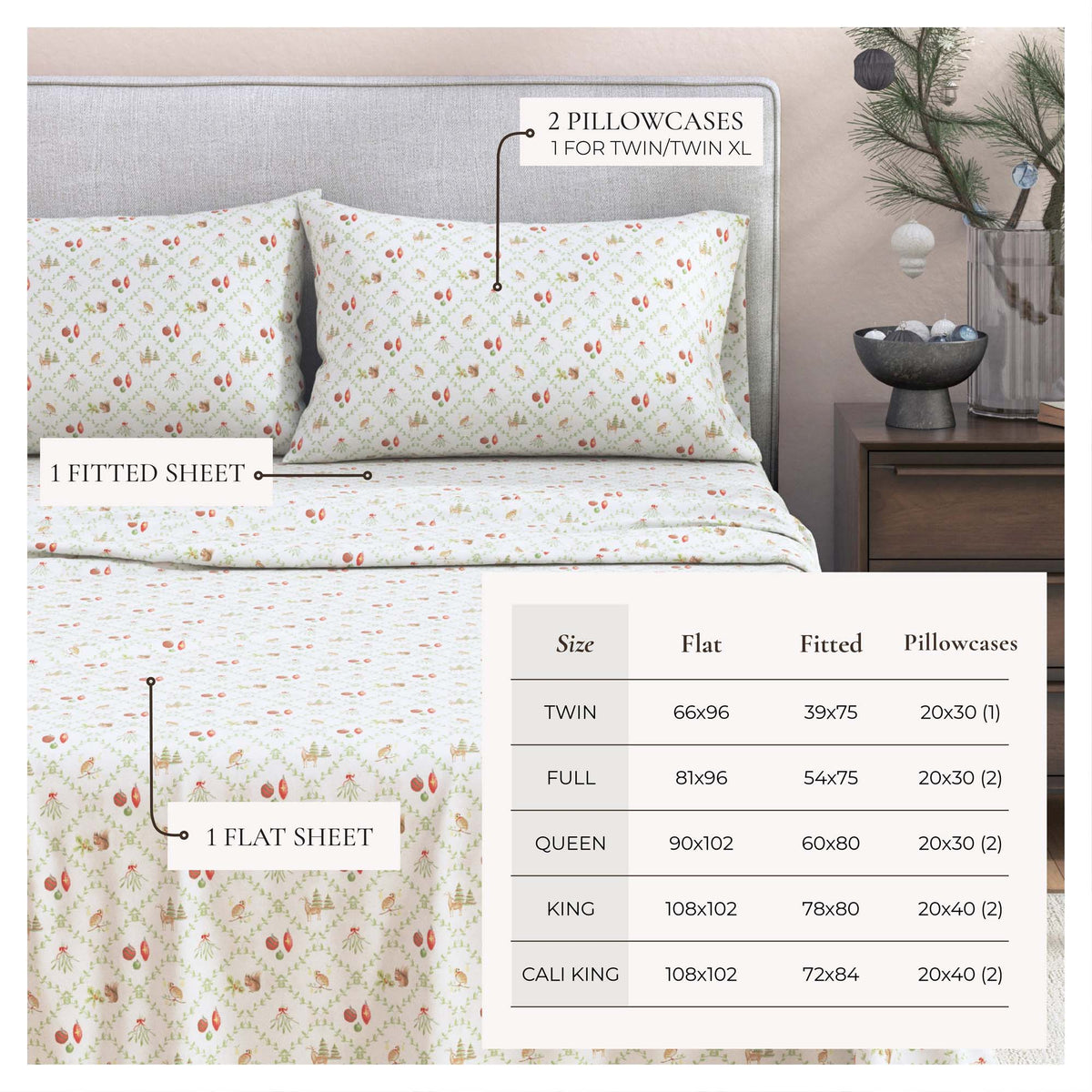 Turkish Cotton Flannel Sheet Set - Elevated Holiday Collection by Great Bay Home