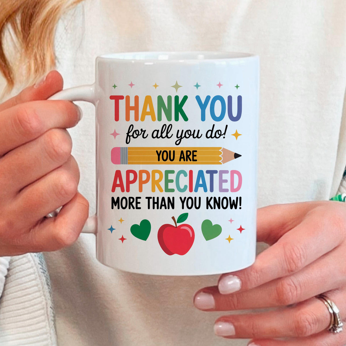 Teacher Appreciation Mug - Colorful Ceramic Coffee Cup | Thank You Gift by Joyful Moose