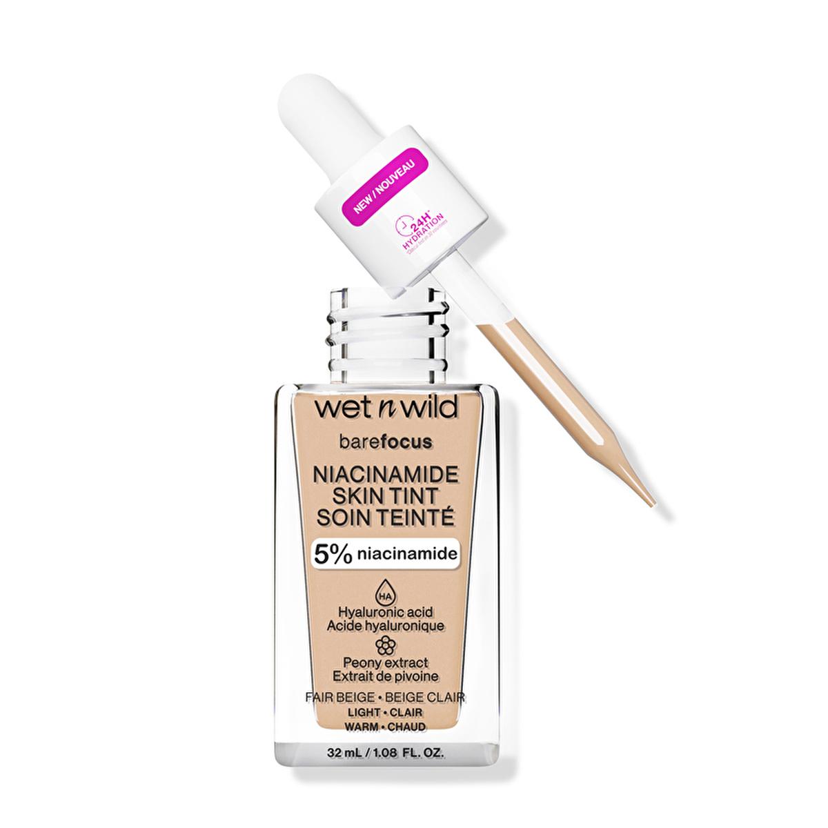 Wet n Wild Niacinamide Skin Tint Foundation: Fair Beige, Lightweight Coverage, Improves Skin Texture, Natural Satin Finish by Beauty Care Bag