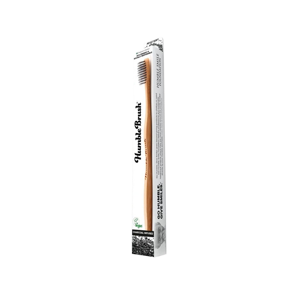 Humble Brush Adult Bamboo Charcoal Toothbrush - Eco-Friendly, Soft Bristles, Sustainable Oral Care by Beauty Care Bag