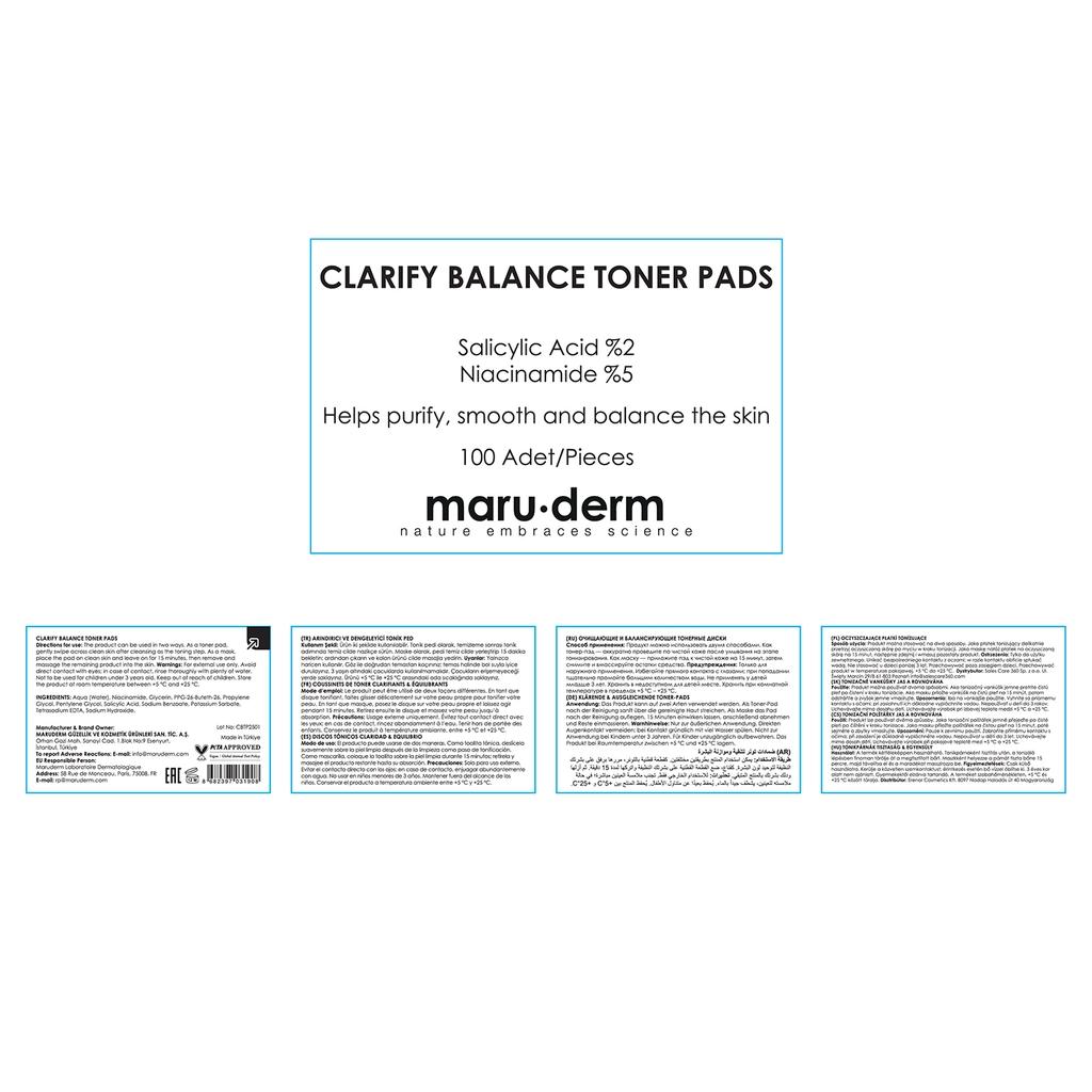 Maruderm Clarify & Balance Toner Pads for Clear Skin 100 ct by Beauty Care Bag