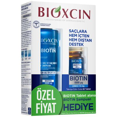 Bioxcin Biotin Supplement and Shampoo Set for Hair Loss Treatment and Hair Health Support by Beauty Care Bag