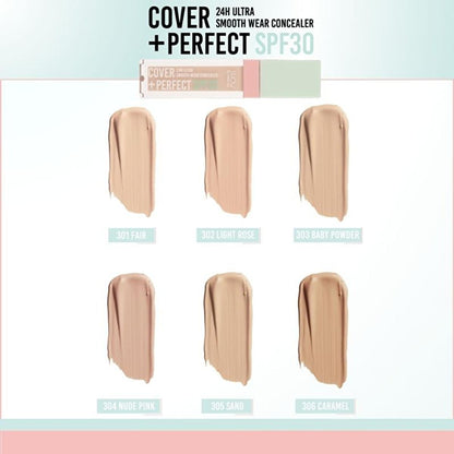 Pastel Cover+Perfect Concealer SPF30: Full Coverage, Long Lasting & Moisturizing Nude Pink Concealer for Flawless Sun Protection by Beauty Care Bag