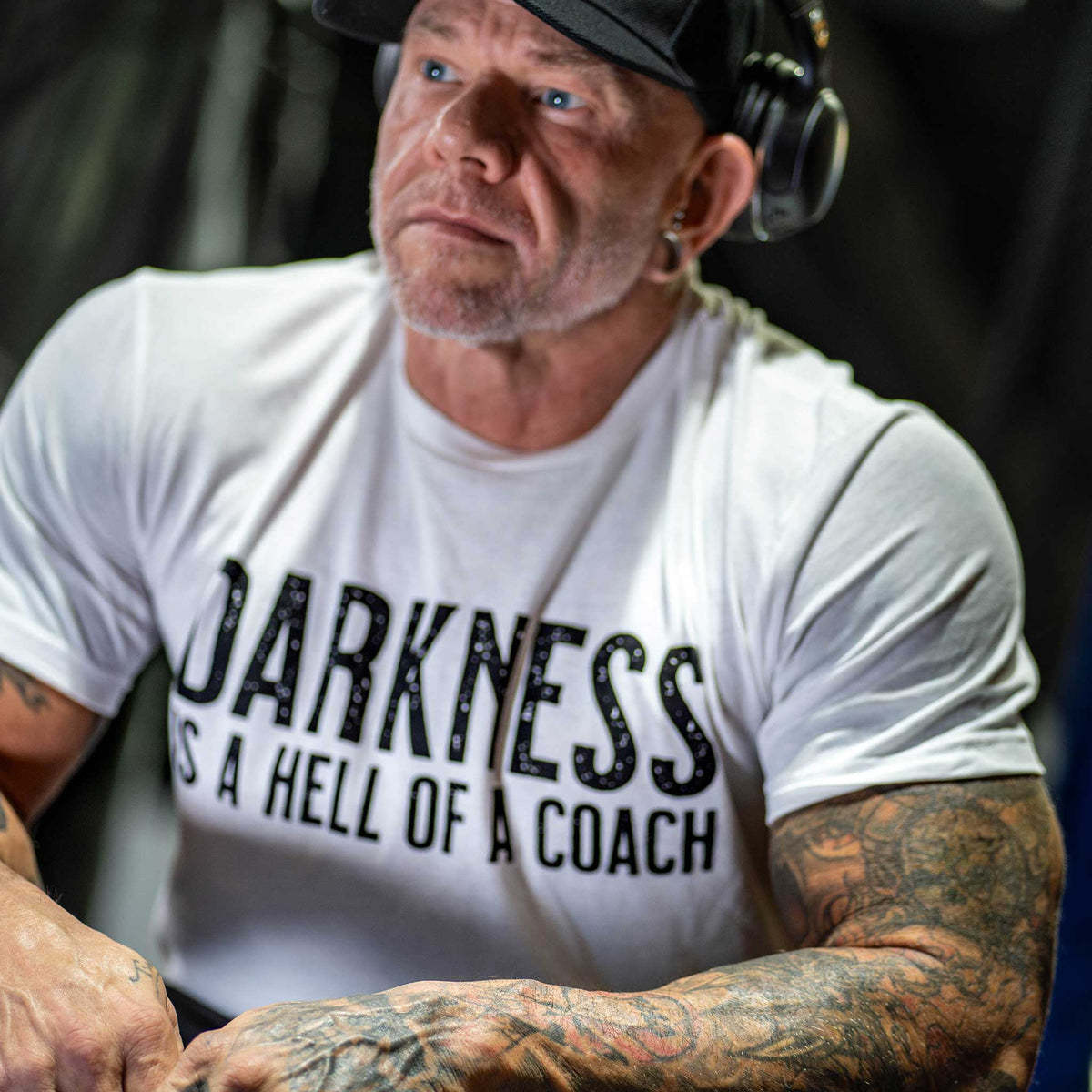 Darkness is a HELL of a Coach - White Edition Tee by Tango Charlie Apparel