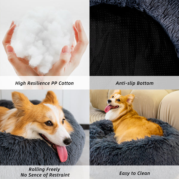 Pet Beds for Cats Dog Bed Washable Anti Anxiety Fluffy Dog Bed by Teal Simba