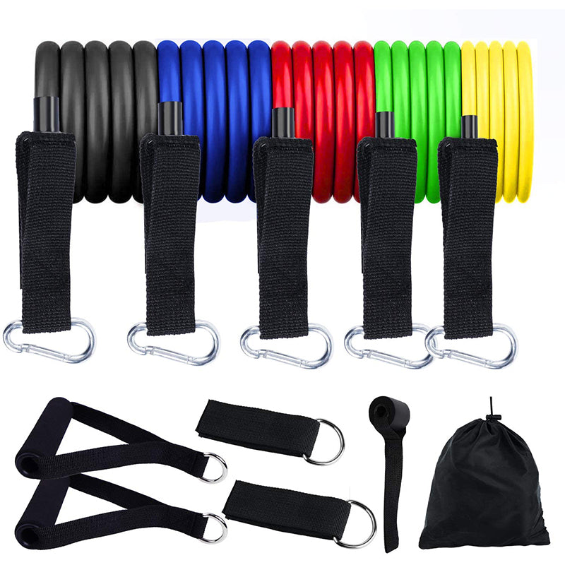 11-piece resistance band set with handles, door anchor and ankle straps, Teal Simba, view 3