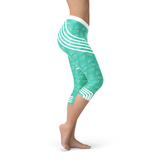Turquoise Sports Capri Leggings by Maroon Sooty