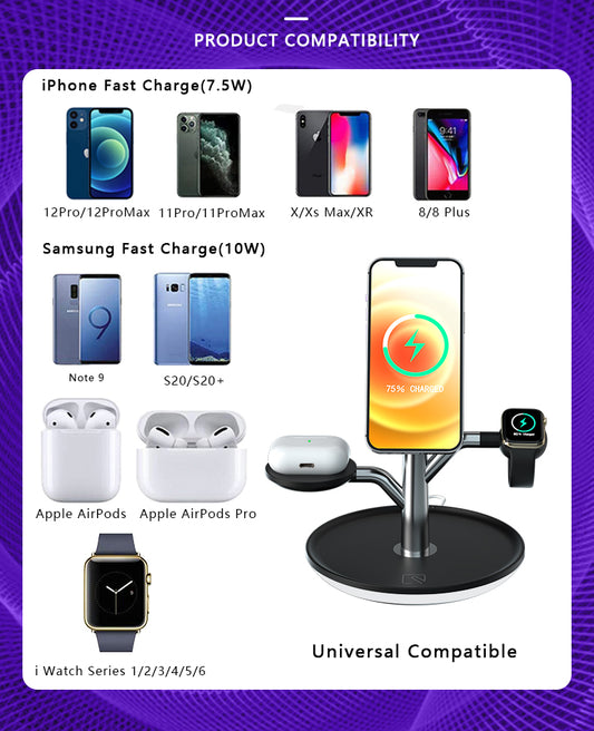 Universal Wireless Charging Stand for Iphone Apple Watch Airpods by Teal Simba