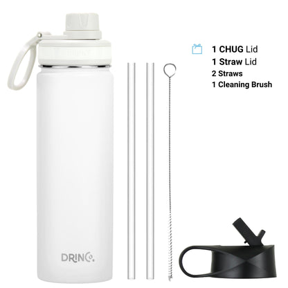 DRINCO® 22oz Stainless Steel Sport Water Bottle - Artic White by Orchid Lavender