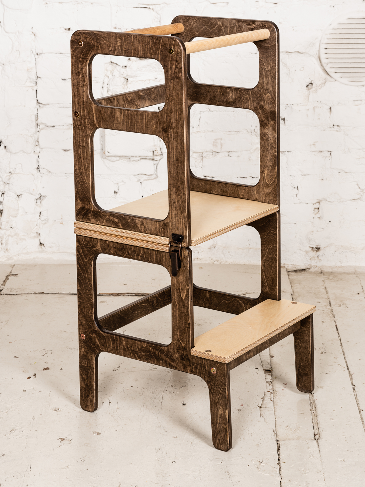Bilauf brown 2-in-1 foldable kitchen helper stool and table, view 5