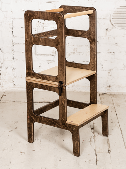 Bilauf brown 2-in-1 foldable kitchen helper stool and table, view 5