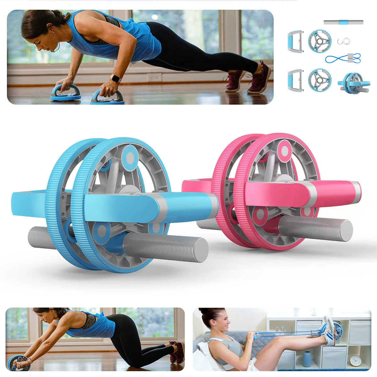 Multifunctional Abdominal Wheel Pull Strap Gym Fitness Training Set by Copper Hecuba