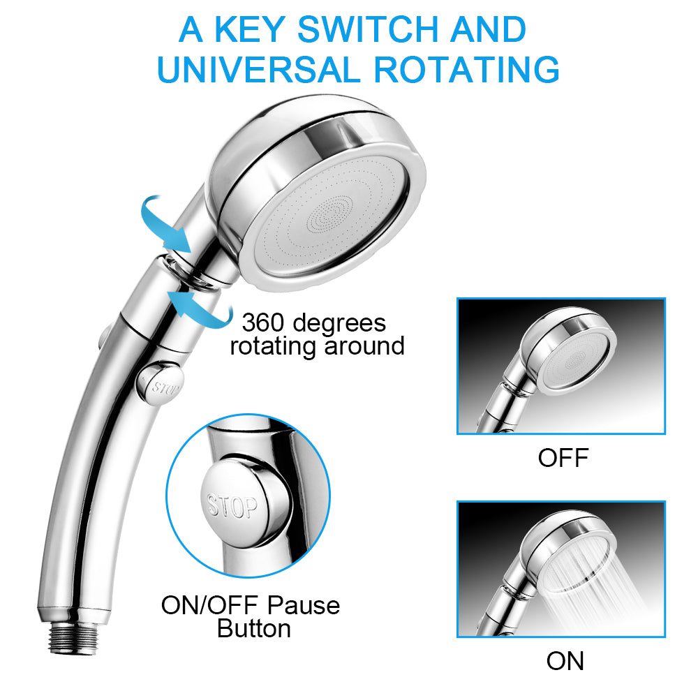 Adjustable Water Saving Shower Head Three Mode by Teal Simba